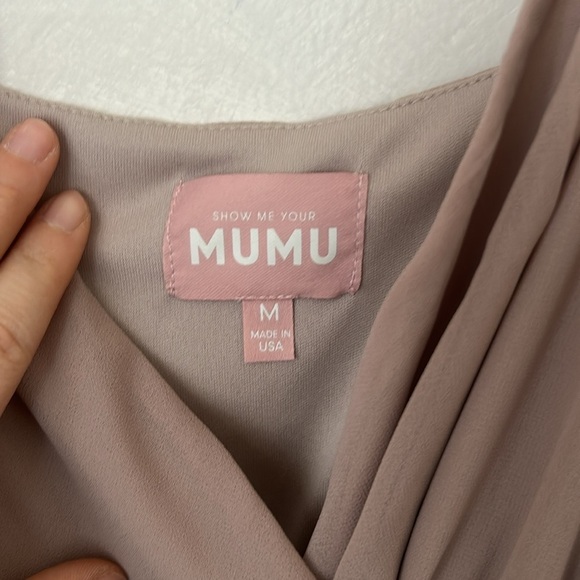 Show Me Your Mumu Liz wrap dress in soft beige maxi bridesmaid spaghetti strap - Picture 4 of 8